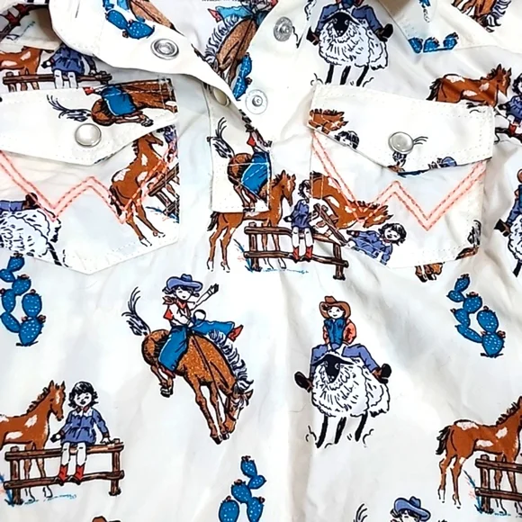 Wrangler 100% cotton cowgirl button down body suit size 24 Mo - Picture 2 of 4